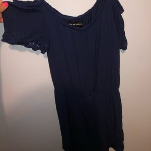 Navy Blue Off the Shoulder Romper